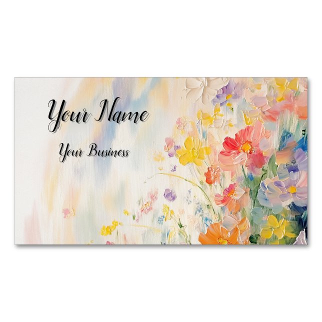 Blumenmotiv in Ölfarben Magnetiska Visitkort (Framsida)