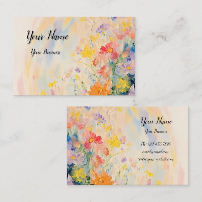 Blumenmotiv in Ölfarben Visitkort (Fram/baksida)