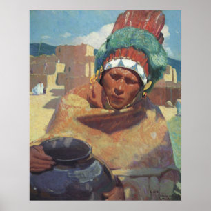 Blumenschein porträtt för Taos indianindier Poster