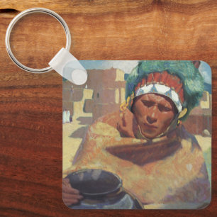 Blumenschein, Taos Native Indian Porträtt Nyckelring