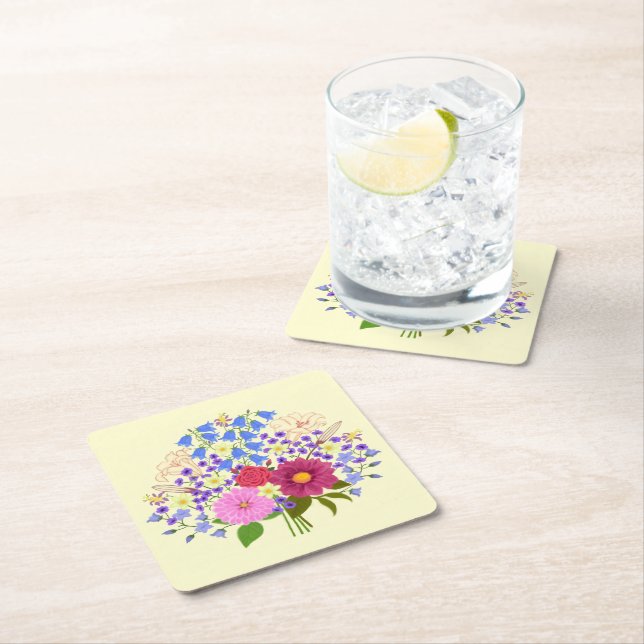 Blumenstrauss blekgul underlägg papper kvadrat (Insitu)