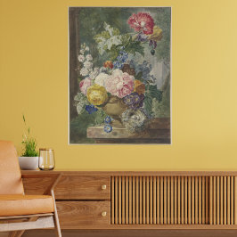 Blumenstrauß in einer Vas mit Vogelnest Poster