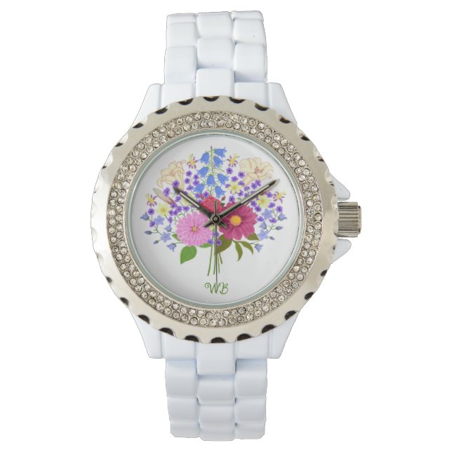Blumenstrauss Rhinestone Necklace Watch Armbandsur (Framsida)