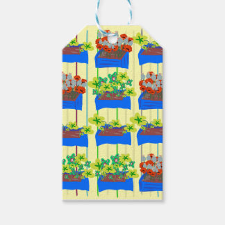 Blumentöpfe mit Blumen Presentetikett