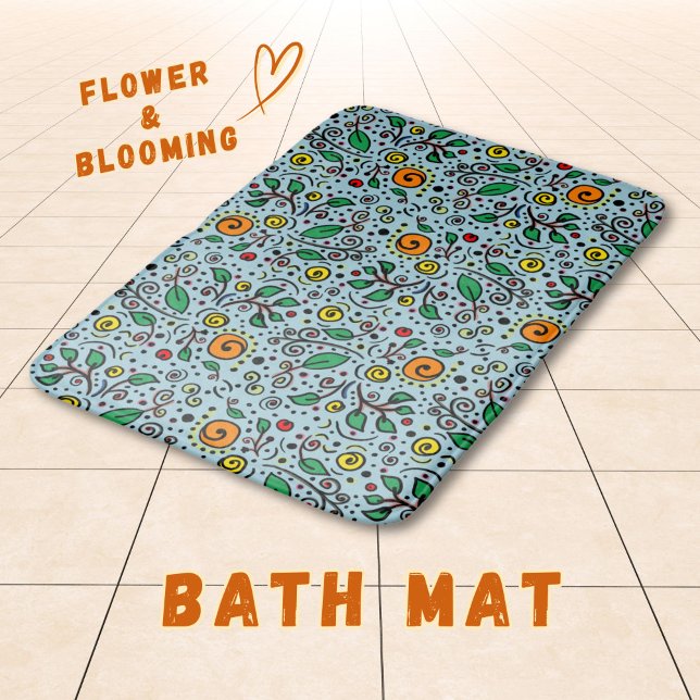 Blunda Mönster orange Swirl Berry på Teal Badrumsmatta (Skapare uppladdad)