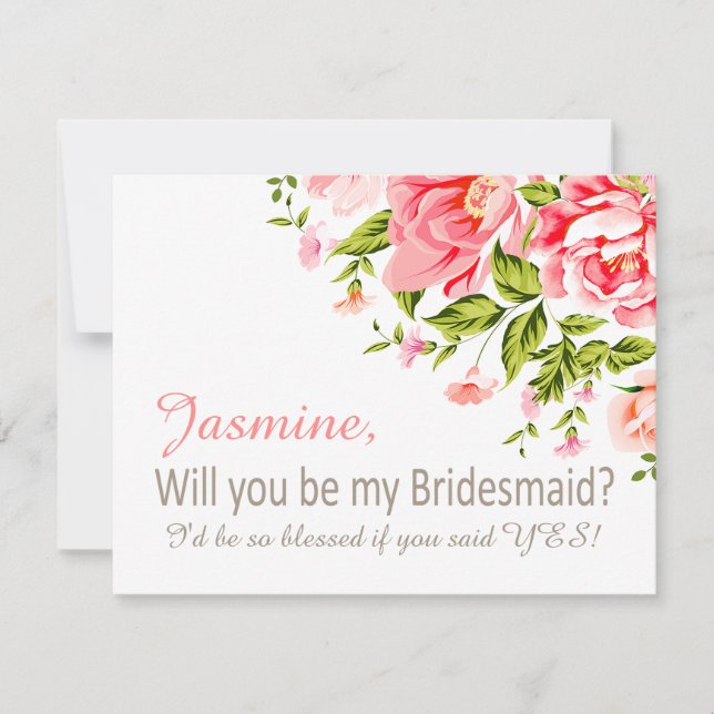 Blunda Shower, blir du min Bridesmaid? | rosa Inbjudningar (Framsida)