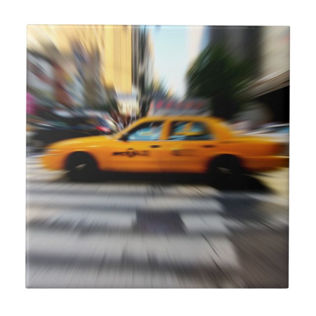 Blur för NYC-gulttaxi Kakelplatta (Framsidan)