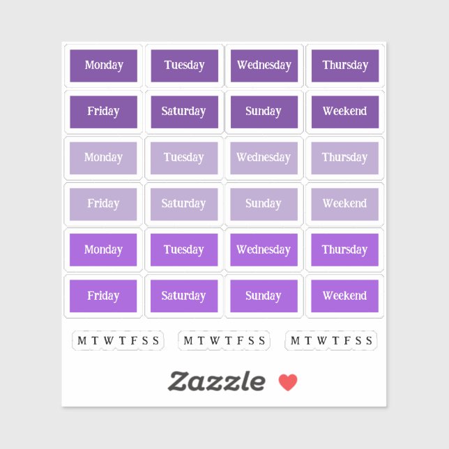 Blurber. Veckans dagar - Lila Hues Klistermärken (Ark)