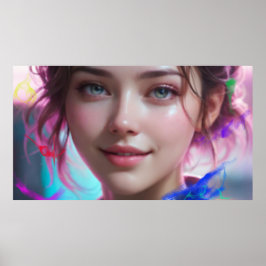 Blurred Girl  Smiling Girl Portrait Poster