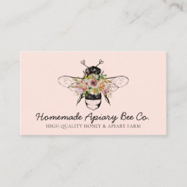 Blus Rosa Cute Hearts Blommigt Apiary honey Bee Visitkort
