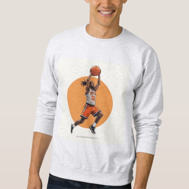 blusa branca masculina basketball  lång ärmad tröja (Framsida)