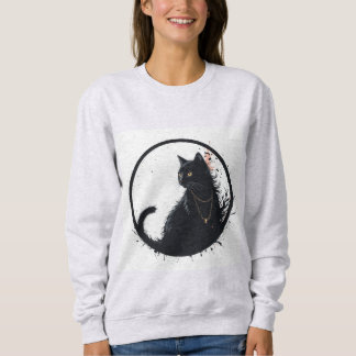 blusa femina com design gato preto t shirt