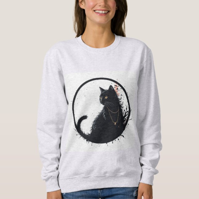 blusa femina com design gato preto  t shirt (Framsida)