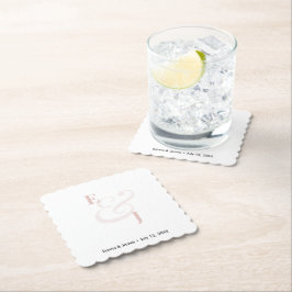 Blush Ampersand Bröllop | Cocktail Underlägg Papper
