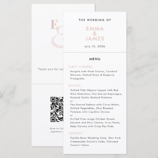 Blush Ampersand Bröllop | QR-kod | Elegant Meny