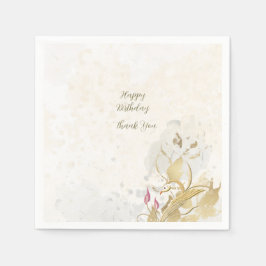 Blush and botanical golden leaves paper napkins  pappersservett
