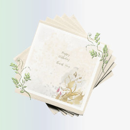 Blush and botanical golden leaves paper napkins  pappersservett