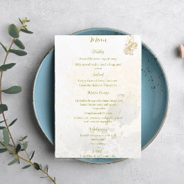 Blush and botanical leaves menu card