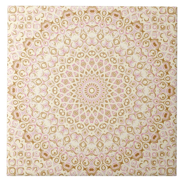 Blush and Gold Decorative Mandala Kakelplatta (Framsidan)
