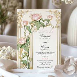 Blush and Gold Floral Wedding Invitation Inbjudningar