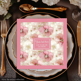 Blush and Gold Napkinс Personalized Elegant Table Pappersservett