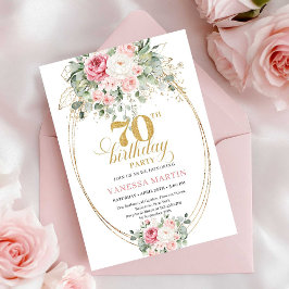 Blush and Gold Printable 70th Birthday Invitation Inbjudningar