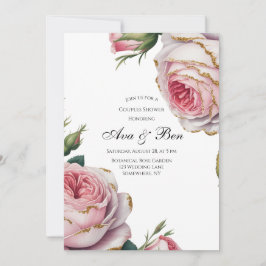 Blush and Ivory Rose Floral Couples Shower Inbjudningar
