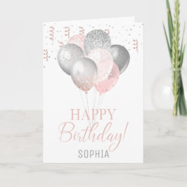 Blush and Silver Balloons Birthday  Inbjudan