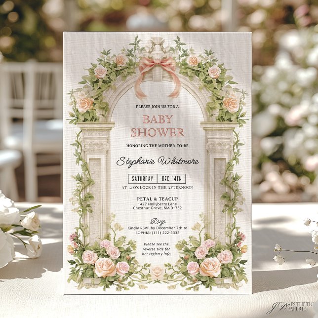 Blush Band Trädgårdsbåge Baby Shower  Inbjudningar (Skapare uppladdad)