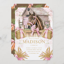 Blush Barn Horse Birthday Invitation for Girls Inbjudningar