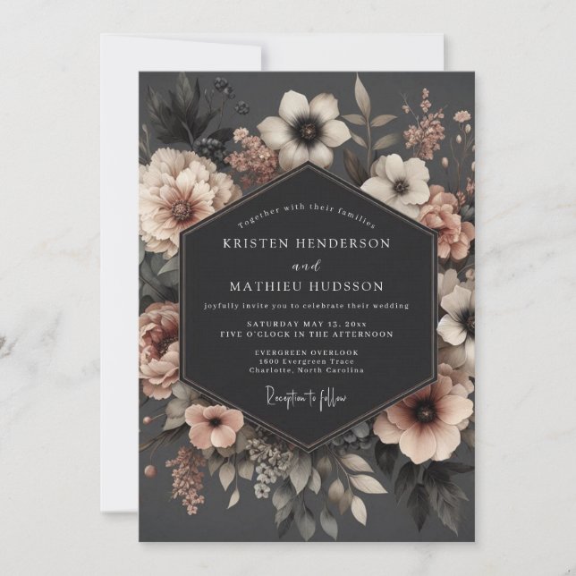 Blush Baroque Bloom Wedding Inbjudningar (Framsida)