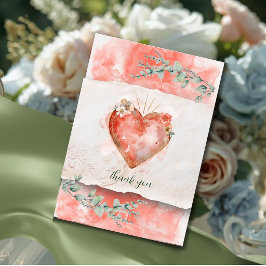 Blush Baroque Heart Floral Flat Thank You Car Tack Kort