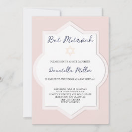 Blush Bat Mitzvah Modern konst Davidstjärna Inbjudningar