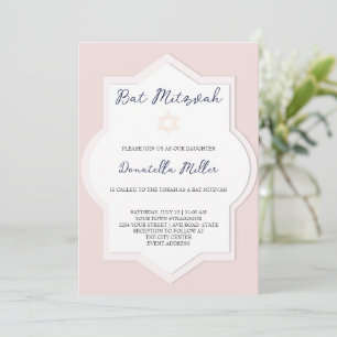 Blush Bat Mitzvah Modern konst Davidstjärna Inbjudningar