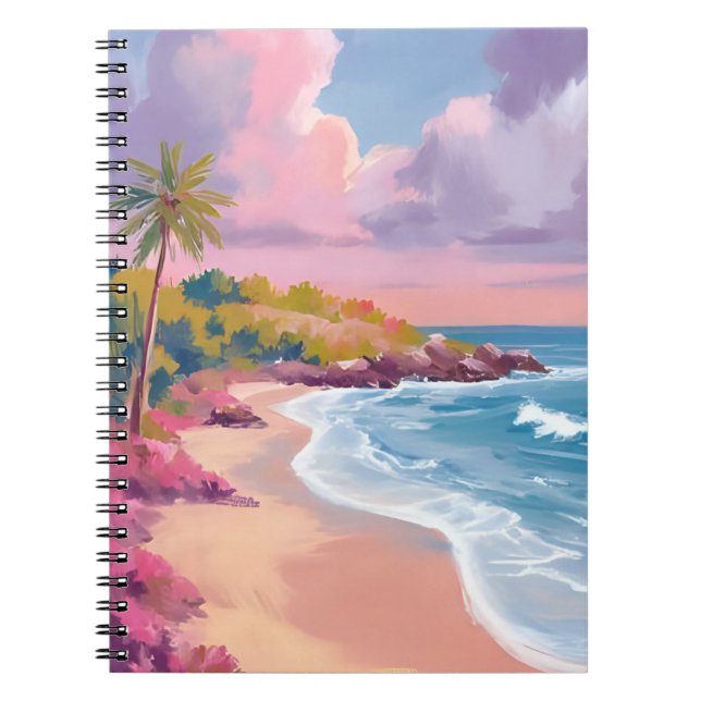 Blush Beach | Pink Ocean Painting Anteckningsbok (Framsidan)