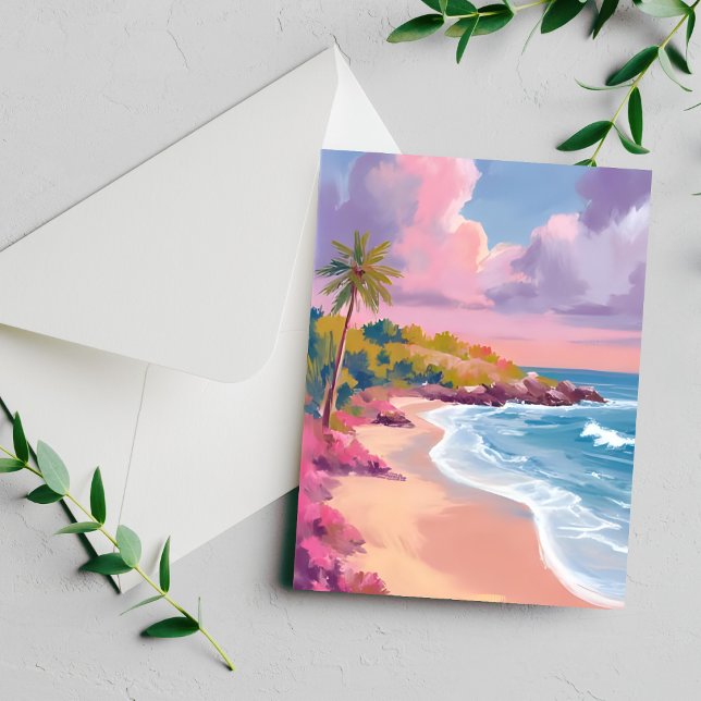 Blush Beach | Rosa Hav Konstkort (Skapare uppladdad)