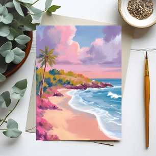 Blush Beach Rosa havs-målning Vykort