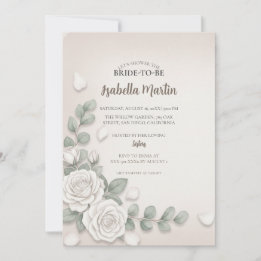 Blush Beige Floral Bridal Shower Invitation Card Inbjudningar