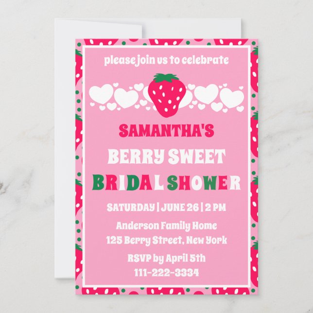 Blush Berry Söt Bröllopsfirande Inbjudningar (Framsida)