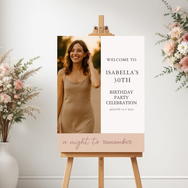 Blush Birthday Party Photo Welcome Poster (Skapare uppladdad)