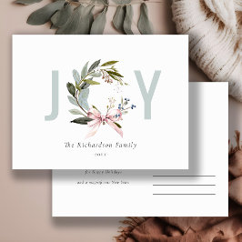 Blush Blå Grön Vinter Julkrans Semester Helg Vykort