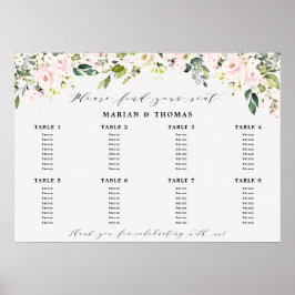 Blush Blommig Eukalyptus Placeringsplan Bröllopssk Poster