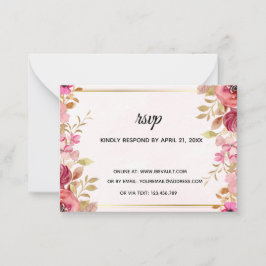 Blush Blommig Online Bröllops RSVP-kort Anteckningskort