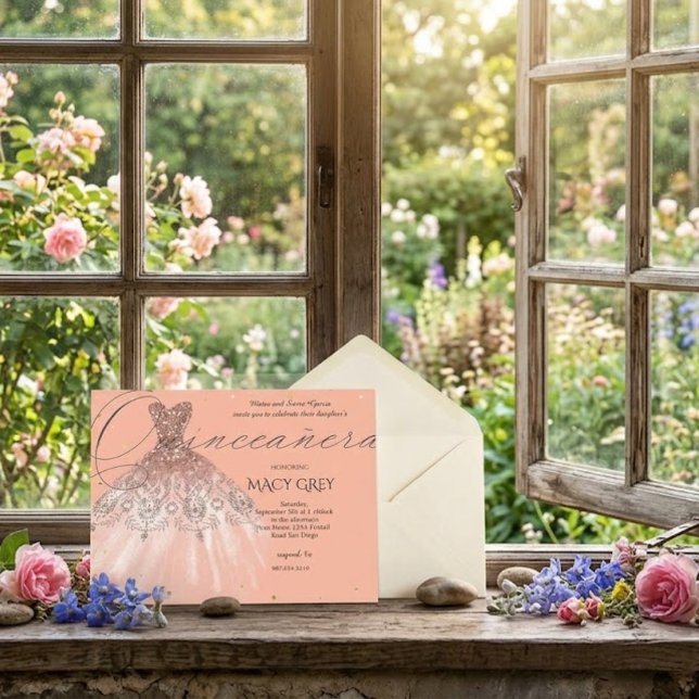 Blush Blommig Quinceañera 15-årsdag Vykort (Skapare uppladdad)