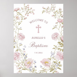 Blush Blommig Ram Dops Välkommen Poster