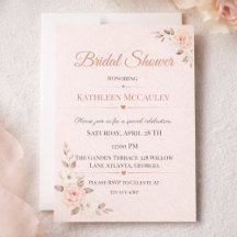 Blush Blommig Romantik Inbjudan