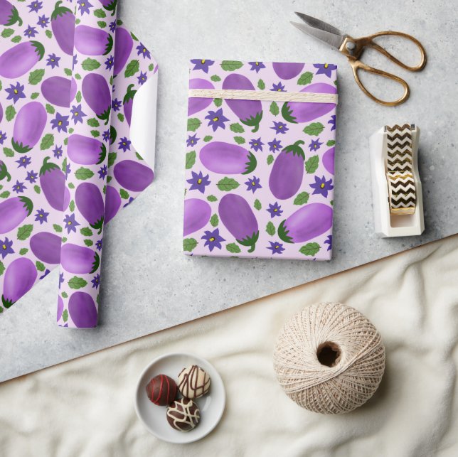 Blush & Bloom Auberginekollektion – Mjuk Lilafärg Presentpapper (Hantverk)