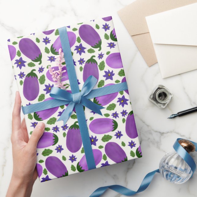 Blush & Bloom Auberginesamling – Elfenbensglans Presentpapper (Gifting)