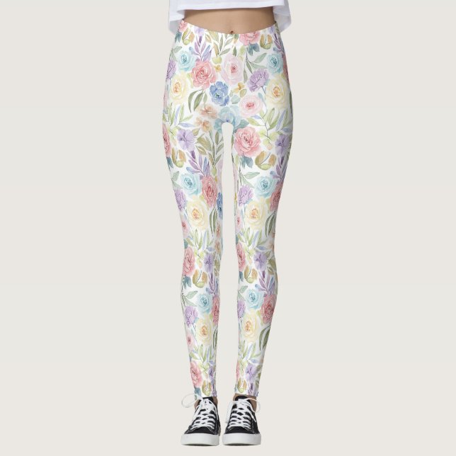 Blush Bloom Blommönster Leggings (Framsida)
