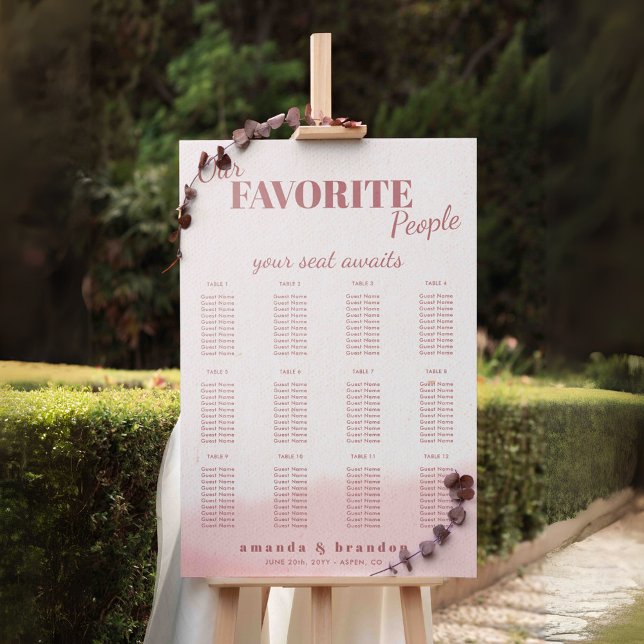 Blush & Bloom Bold Script Wedding Seating Chart Poster (Skapare uppladdad)